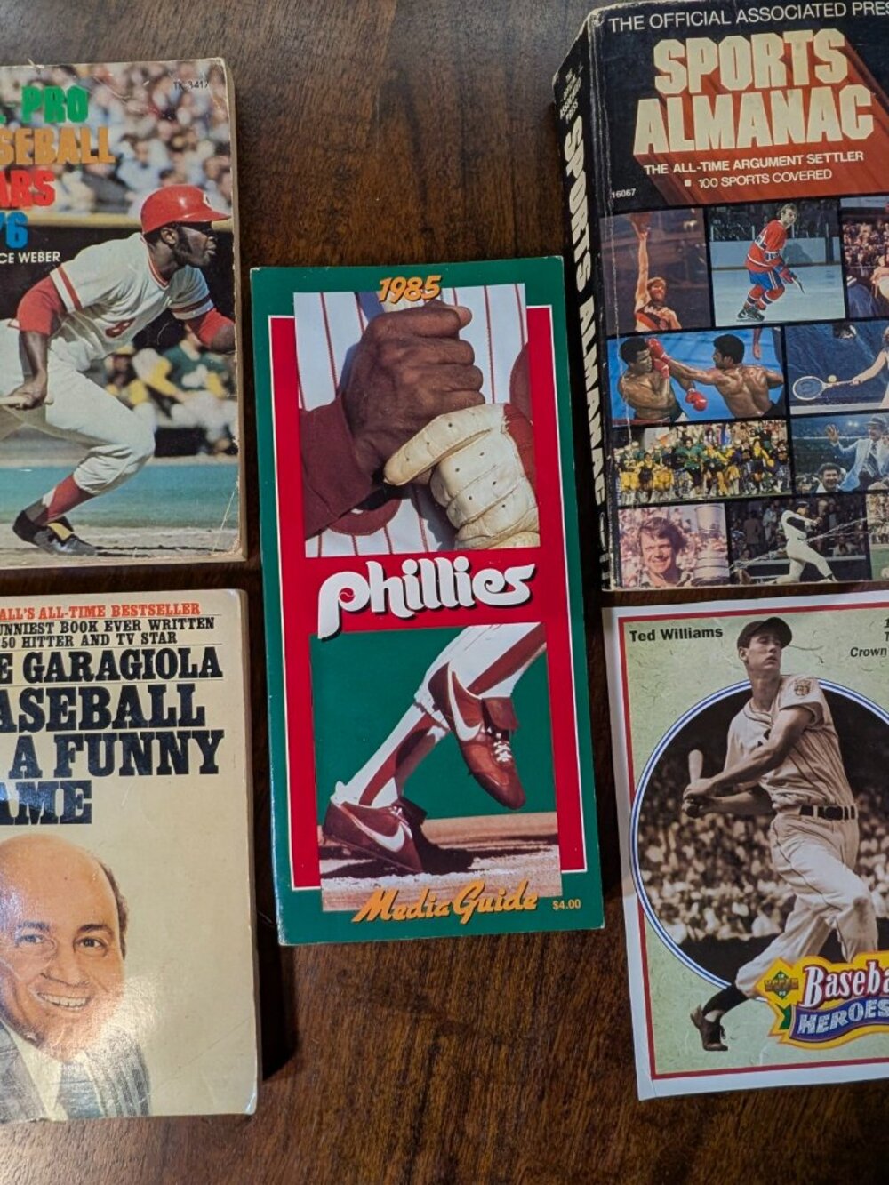 Vintage Baseball Book Lot - 1976 All-Pro Stars, 1985 Phillies Guide, Joe Garagio